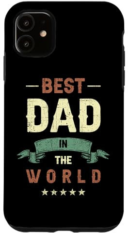 Hülle für iPhone 11 Bester Papa der Welt, auf Englisch, Retro-Vintage-Look