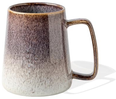 Wovella Ceramic Coffee Cup 24 Ounce Large Mug with Big Handle for Coffee Tea Cocoa Vintage Glazed Purple Dishwasher Microwave Safe