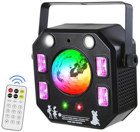 Warmiehomy Disco Lights, Strobe Lights with Sound Activated for Parties, 4 in 1 Disco Ball Strobe Party Lighting with DMX Controller, UV Effect Dj Light for Bar, Remote Control Party Lamp