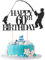 Fishing Cake Topper, Fisherman Happy Birthday Cake Toppers, Fisherman Theme Happy Birthday Party Decoration for Men, Dad, Fishing Lover 60th (Black)