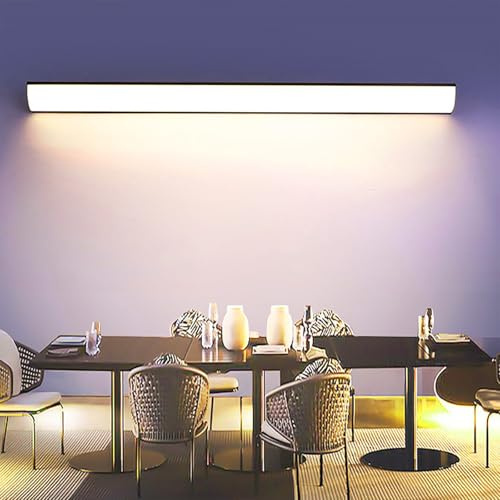 LED Aussen Wandlampe Modern Wandleuchte Dreiecke Wandbeleuchtung Up und Down Außenleuchte 3000K/4000K/6000K IP65 Wasserdicht Kellerleuchte für Flur Treppe Garage Acrylic (Schwarz Natürliches,150CM)