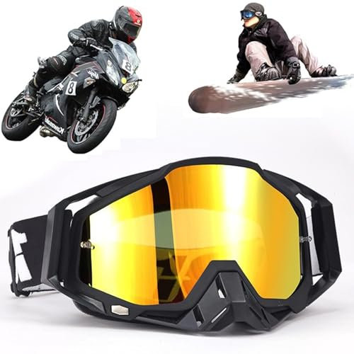 Motocross Brille, Winddichte Staubdichte Motocross-Brille, SkiBrille, Dirt Bike Crossbrille, Anti Fog UV Skibrille, Off Road Racing Fahrbrille, für Radfahren, Langlaufrennen, ATV, UTV, Schwarz / Weiß