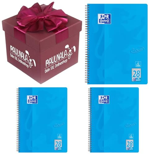 Oxford Touch Collegeblock A4 kariert, mit Doppelrand, 80 Blatt, blau inkl. Überraschungsgeschenk von Paulnala.de (3, Blau)
