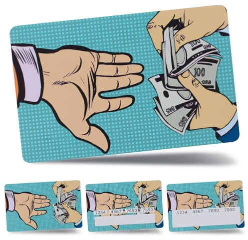 URROMA 8 Stück Kreditkarten Skin Aufkleber Wasserdichter PVC Aufkleber Zum Schutz von Debitkarten 4in 1 personalisierbar Lustig Geld Geben Aufkleber Für Bankkarten