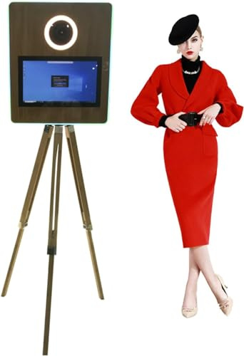 Photobooth Magic Mirror pour Appareil Photo Reflex Numérique, Photobooth Portable pour Appareil Photo Selfie avec écran Tactile 15.6 Ih, Lumière D’appoint Et Flight Case