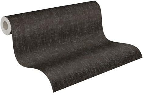 Livingwalls CosmoLiving Textured Non-Woven Wallpaper in Black, Grey, Blue – 10,05 x 0,53 m Solid Colour Wallpaper by Cosmopolitan – 791105