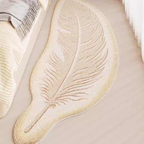 Unregelmäßig Geformter Teppich Für Wohnzimmer, Spielzimmer, Schlafzimmer, Waschbarer Bodenteppich, Home Office, Studentenwohnheim, Teppich Neben Dem Bett, Läufer(Feather A,80cmX200cm)