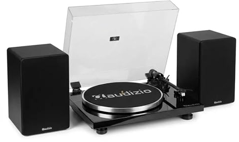 Audizio Toledo Premium Plattenspieler Bluetooth – Schallplattenspieler mit Lautsprecher, 33/45 U/min, Vinyl Player, hochwertiger Tonabnehmer, Record Player mit Vorverstärker, Riemenantrieb & RCA