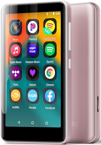 Innioasis 16Go Lecteur MP3 avec Bluetooth et WiFi, Lecteur de Musique Mp3 et Mp4 ave Spotify,Spotify Kids, Tidal, Deezer, Lecteur Vidéo à écran Tactile 4 Pouces 1080P Rose Pur