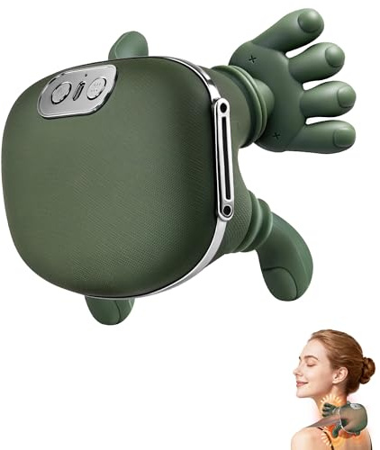 Omumax Neck Massager with Heat, Cordless Human-Like Massage, Green | Neck Massager with 2 Heat Levels & 10-Min Auto Shut-Off, Pain Relief for Neck & Shoulders at Home, Office or Before Sleep