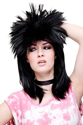 WIG ME UP - lm-665-P103 Perücke schwarz toupiert 80er Heavy Metal Hardrock Gothic Wave