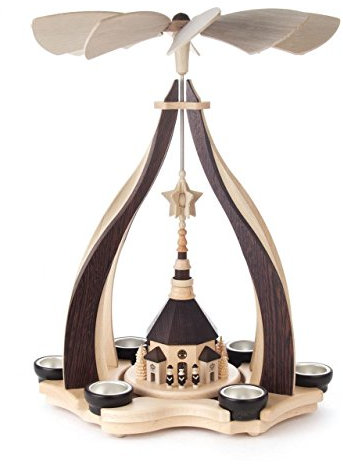 DREGENO Seiffen Design-Pyramide Seiffener Kirche, Holz, Natur, 35.5 x 35 x 46 cm