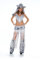 Deluxe Fell-Kostüm Sexy Hippie-Indianerin Grau Kriegerin Squaw Damen, Größe:L