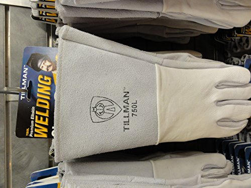 John Tillman and Co Tillman Large 14 Pearl Gray Premium Elkskin CottonFoam Lined Stick Welders Gloves with Welted Fingers and Kevlar Thread Locking Stitch (TIL750L)