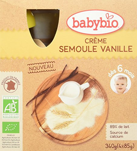 Babybio Gourde Crème Semoule Vanille 6+ Mois 340 g - Lot de 3