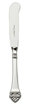 Robbe & Berking Rosenmuster Buttermesser mit Edelstahlklinge (150 g massiv versilbert)