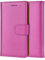 Genuine Leather Bookcase for iPhone5C, Premium authentic Genuine Leather Wallet case with Magnetic, Kickstand, Cash & Card Slots Stockproof Slim Flip bookcase cover (Hot Pink)