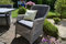 bomey Rattan-Sessel Set mit Polstern I Gartenmöbel Set Como 6-Teilig I Sechs Gartensessel Grau + Polster Grau I Lounge Sessel für Garten + Terrasse + Wintergarten
