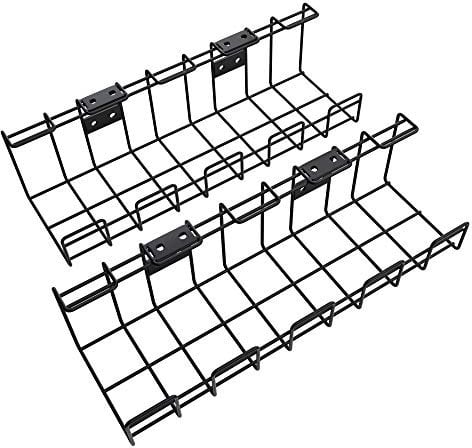 KD Essentials – Gestión de Cables bajo el Escritorio con Sistema de Montaje Individual 4 en 1 para Escritorio/Pared: Soporte/Bandeja para Cables (2× tamaño M, Montaje Seguro con Tornillos)
