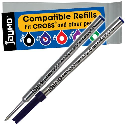 Jaymo - 2 blaue minen für Cross Selectip 8521 Gelschreibermine â€“ glatte Schreibtinte und mittlere 0,7 mm Spitze â€“ 111 mm lang â€“ messen Sie Ihre vor der Bestellung