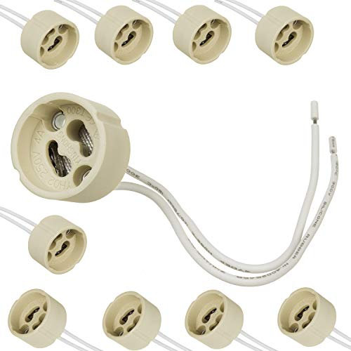 Maclean MCE428 GU10 Keramiksockel 50-er Pack Keramikfassung Fassung Sockel aus Keramik für Halogen und LED 14cm Kabel 250 Volt, 2A (50 Stück)
