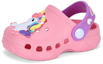 LACOFIA Zoccoli e Sabot da Giardino per Bambina Sandali da Spiaggia/Piscina Antiscivolo Pantofole Estive per Ragazze Rosa 27/28