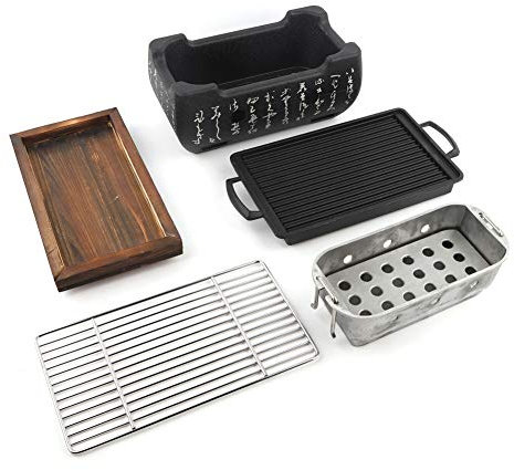 Haofy Tabletop Barbecue Grill, Japanese Style Barbecue Stove, Portable Food Charcoal Stove, Perfect for Robata, Yakitori, Takoyaki and Yakiniku Japanese Grill