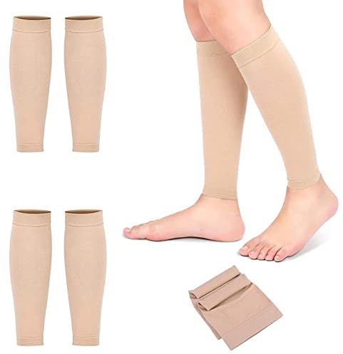 2 Paires 4PCS Chaussettes de Compression Mollet, Bas de Compression pour Varices, Chaussette de Contention sans Pieds, Manchon de Compression Mollet pour Shin Splint, Veine Variqueuse, Oedème