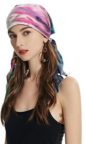 ZLYC Damen Chemo Turban Mütze Vorgebundenes Kopftuch Headwraps Leichte Hut (Tie Dye Grün)