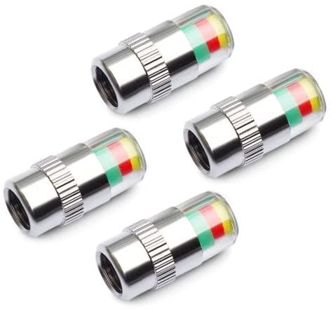 4 PCS Car Tire Tyre Pressure Monitor Valve Stem Caps 3 Colors Air Valve Caps Warning Safety Case Cover Sensor Indicator Car Tyre Valve Dust Caps for Cars Motorcycle Bikes