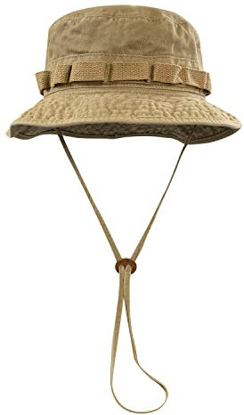 Clakllie Baumwolle Sonnenhut Breite Krempe Herren UV-Schutz Sommerhut Atmungsaktiver Eimer Hut Faltbarer Safari Fischerhüte mit verstellbarem Kinnriemen Boonie Hat