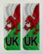 Gelz Domed Waving Wales Flag UK Vehicle Number Plate Stickers - 39mm