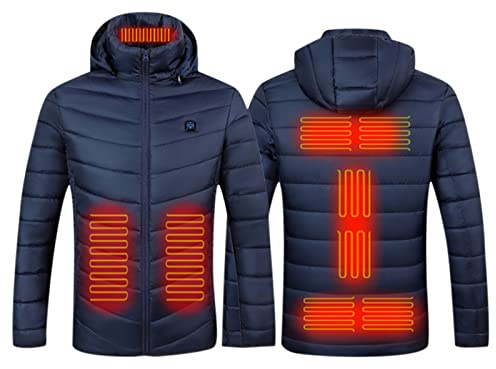 YEBIRAL Beheizte Jacke Herren Damen, Elektrische USB Heizjacke mit 9 Heizzone, 3 Einstellbar Temperatur Pufferjacke Winter Beheizbare Jacke für Outdoor Wandern Jagd Camping Skifahren