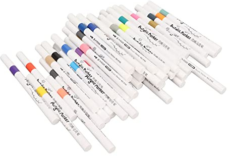 Cuque Acryl-Stifte mit Rundem Fass, Starke Abdeckung, Wasserdicht, Schnell Trocknend, Umweltfreundlich, Acrylfarben-Marker für Holz (48 Farben)