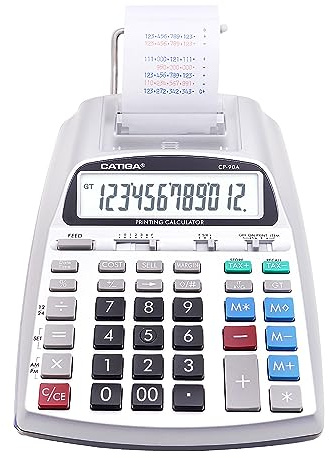 CATIGA Calculatrice d'impression 2025 avec machine d'ajout 10 clés, calculatrice de bureau à domicile avec impression en rouleau de papier, comptabilité et finance commerciale