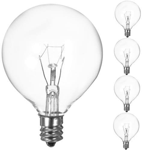 Mobestech Lava Lamps Bulbs 25 Watt Wax Warmer Bulbs, 5Pcs Bulbs for Full Size Warmer, E12 Base Wax Bulb, G50 Dimmable Light Bulbs for Burner, High Temp Resistance (220V-230V)