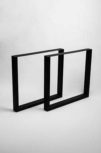 Homemetall 2 Stück Massive TISCHGESTELLE, Tischkufen für DIY Möbel wie Esstisch, Schreibtisch, Bistro | Vierkantprofil 80x40x2 | alle Größen | in Schwarz oder Industrieoptik | B700 x H720 Schwarz