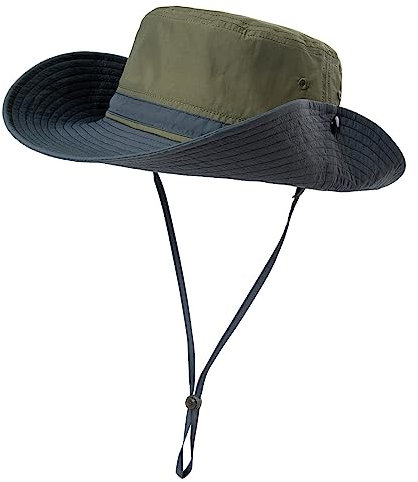 Comhats Herren Sonnenhut mit UV-Schutz, Outdoor Fischerhut, faltbar, Damen Wanderhut, Unisex Buschhut, Sommerhut, Hiking, breiter 50+ Boonie, Gartenhut, Tropenhut, wasserdicht Grün M/L