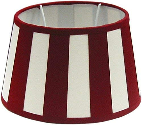 Tischlampenschirm *oval* 20cm, Chintz Balkenstreifen bordeaux/creme E27 Haltung
