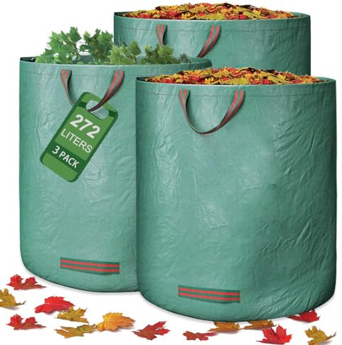 Laubsack Gartenabfallsack 3 Stück 272 L Gartenabfallsäcke Gartenabfallsack mit Griffen Gartensack Laubsack Laubsäcke Faltbare Waschbare Gartensäcke Müllsäcke für Futtermittel, Heu, Schuhe, Gras, Laub