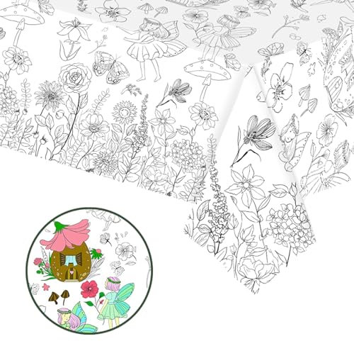 Tischdecke zum Ausmalen,137x274cm Papiertischdecke zum Ausmalen,Bemalbare Tischdecke Schmetterling,Ausmal Tischdecke,Deko Kindergeburtstag,Kreative Kinderbeschäftigung,Ausmalen Tiere,Mal Mich Bunt