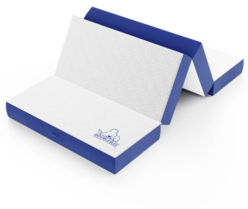 Doubleslee Foldable Small Double Mattresses 4ft, 6 Inch Folding Small Double Bed mattress Memory Foam, 4 Fold Easy Storage With Washable Cover for Travel, Camping, Caravans, Guest Bed (120x190x15cm)