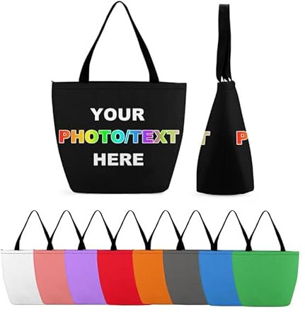 Melbrakin Individuelle Taschen mit Logo/Text/Foto, personalisierte Einkaufstaschen, wiederverwendbare Einkaufstüten, individuelle Tragetasche für Einkaufen, Reisen, Arbeit