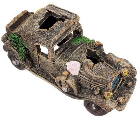 Yardwe Aquarium Dekoration Auto Figurine Resin Kunstwerk Für Fisch Und Garnelentanks Versteck Für Wassertiere Stilvolle Aquarienornamente Einzigartiges Design Für Terrarien Und Gärten