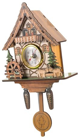 Ciieeo Leise Wanduhr Kuckuck im heimischen Wohnzimmer Pendel Wanduhr Vogelhaus Uhr Tier Bürodekoration Vintage- Wandkunst Büro-Wanduhr Quarz Wecker Produkt schmücken Plastik