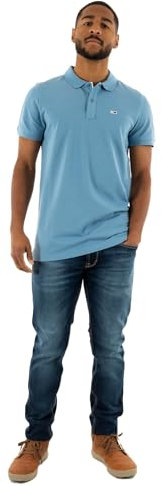 Tommy Jeans Polo de Manga Corta Hombre Slim Fit, Azul (Colorado Blue), L