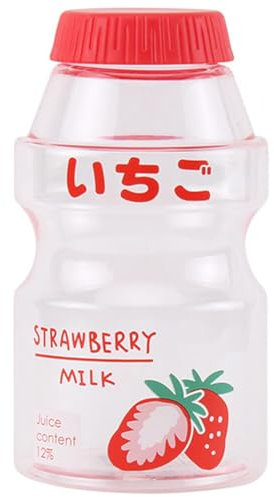 HiyyFloy Botella De Agua De Fresa Kawaii, Botella Portátil Transparente a Prueba De Fugas para Niños Y Niñas, 480ml Azar