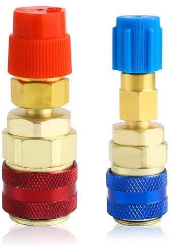 2 Piezas R1234YF a R134A Kit de Conversión Adaptador, R1234YF a R134A Adaptador, R1234YF Kit de Acopladores Rápidos, Lado Alto/bajo Adaptadores R134A a R1234YF, para Carga de Refrigerante de A/C
