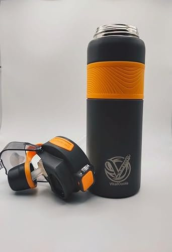 VitalOasiis Gourde Isotherme 800ml, Acier Inoxydable, Sans BPA, Étanche, Anti-fuite, Isolation Double paroi, Bouteille d'eau réutilisable pour Voyage/Sport/Bureau/école/Randonnée (noir).