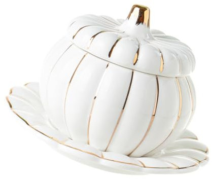 Cabilock Ensemble de Bols en Céramique Citrouille de 4 Pouces Bol à Soupe Garniture Dorée Lavable Au Lave-vaisselle
